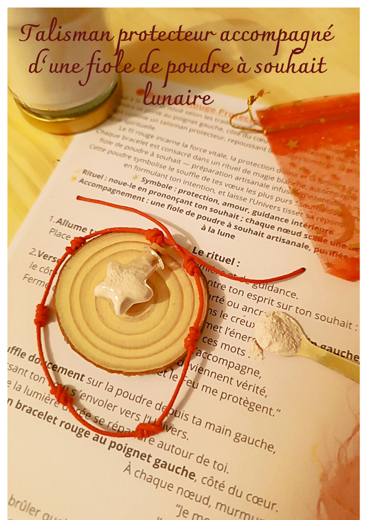 🔴Talisman protecteur accompagné d’une fiole de poudre à souhait lunaire